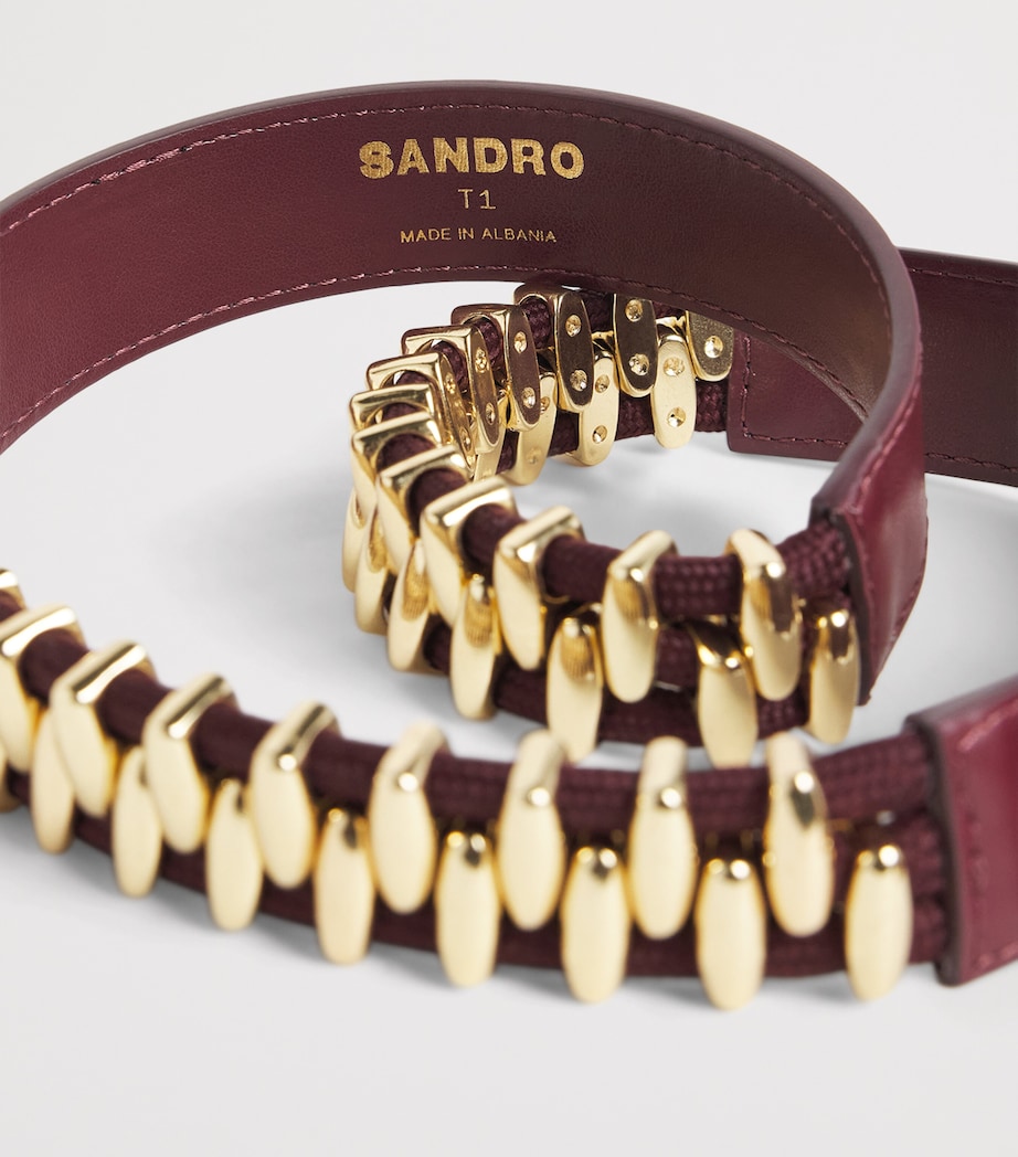Sandro Paris Leather Studded Belt Bordeaux Image 5