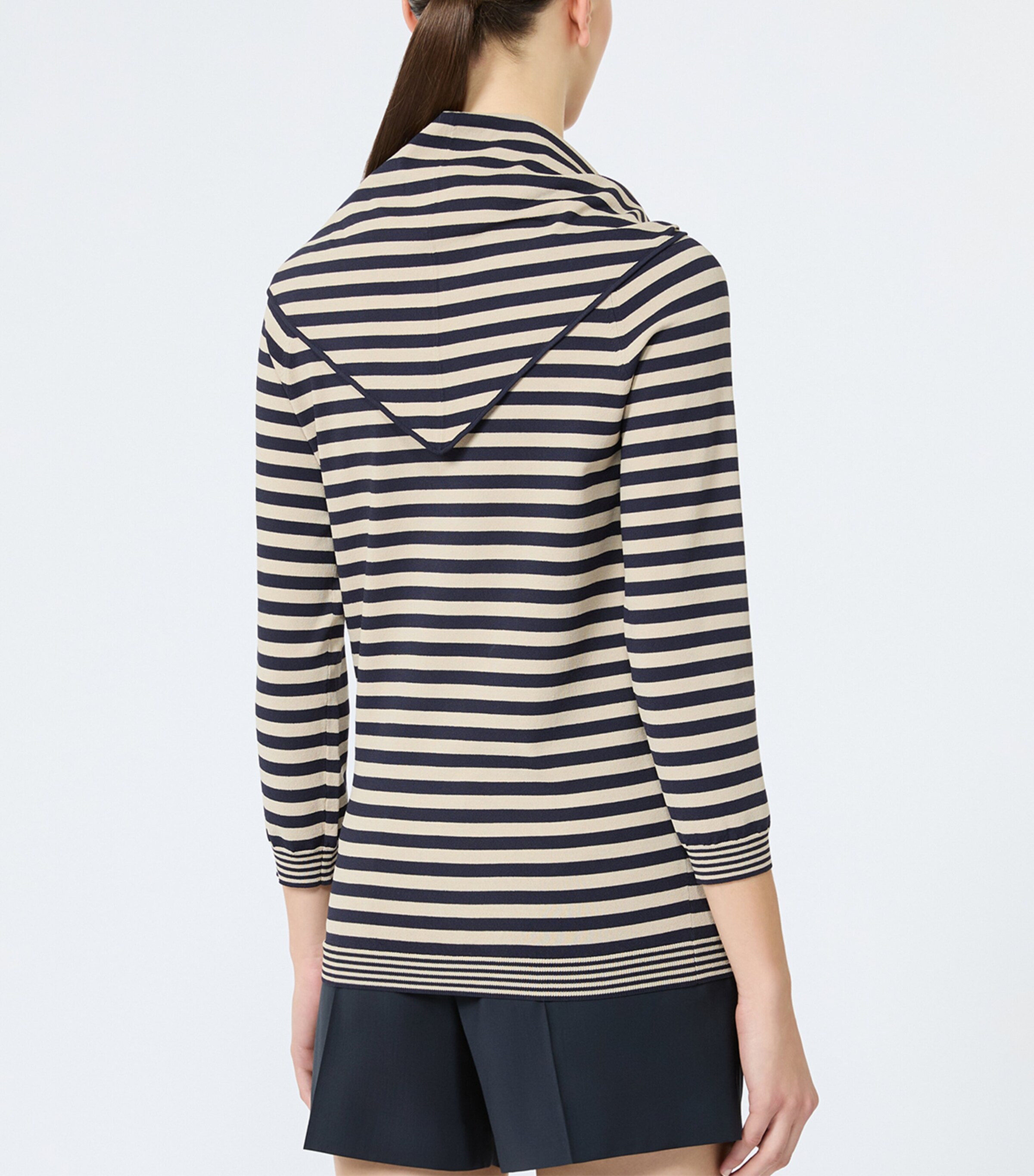 Max Mara Womens Scarf-Detail Stripe T-Shirt Stone Image 5
