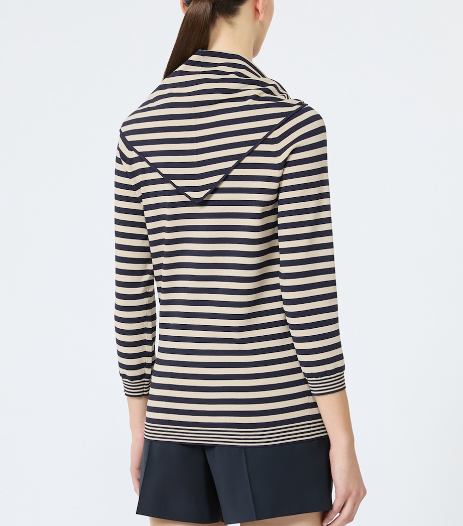 Max Mara Womens Scarf-Detail Stripe T-Shirt Stone Image 5