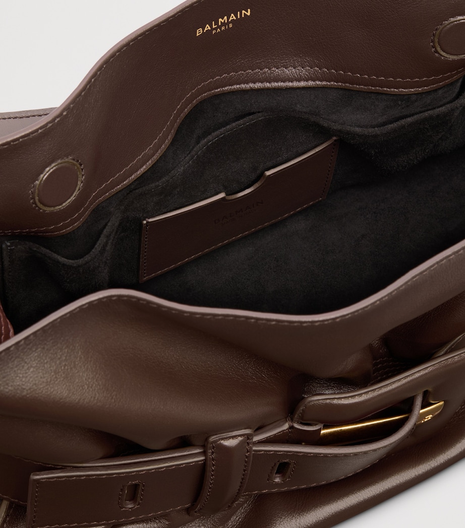 Balmain Medium Leather Anthem Shoulder Bag Marron Fonce Image 7