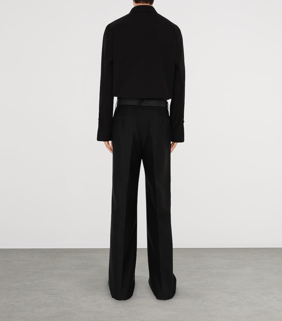 Cotton EKD-Embroidered Slim Shirt BLACK Image 4