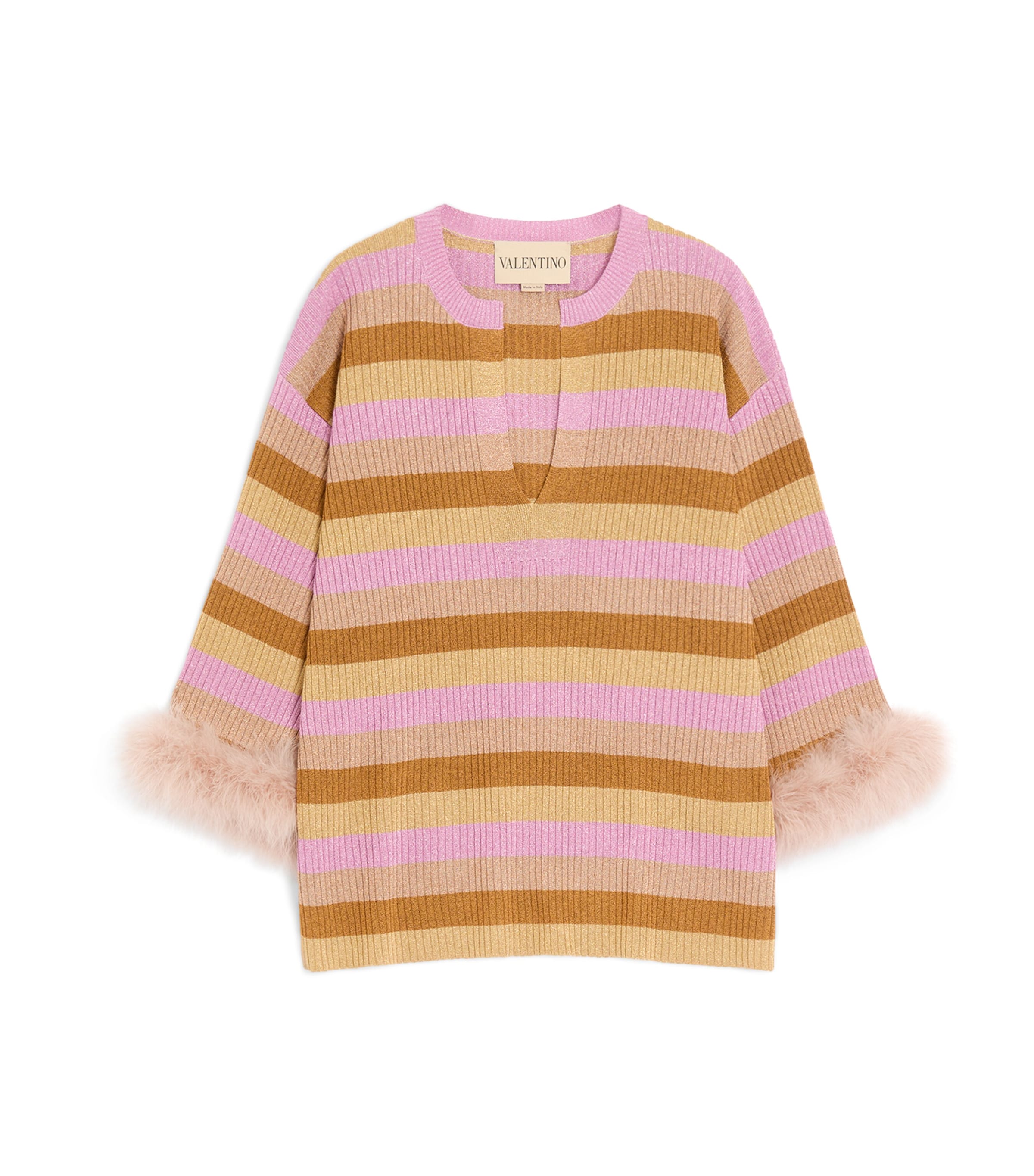 Lurex Feather-Trim Sweater