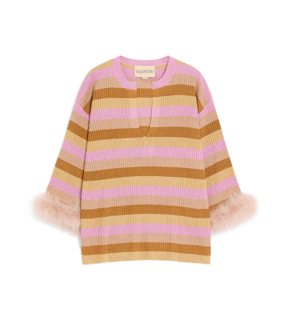 Lurex Feather-Trim Sweater