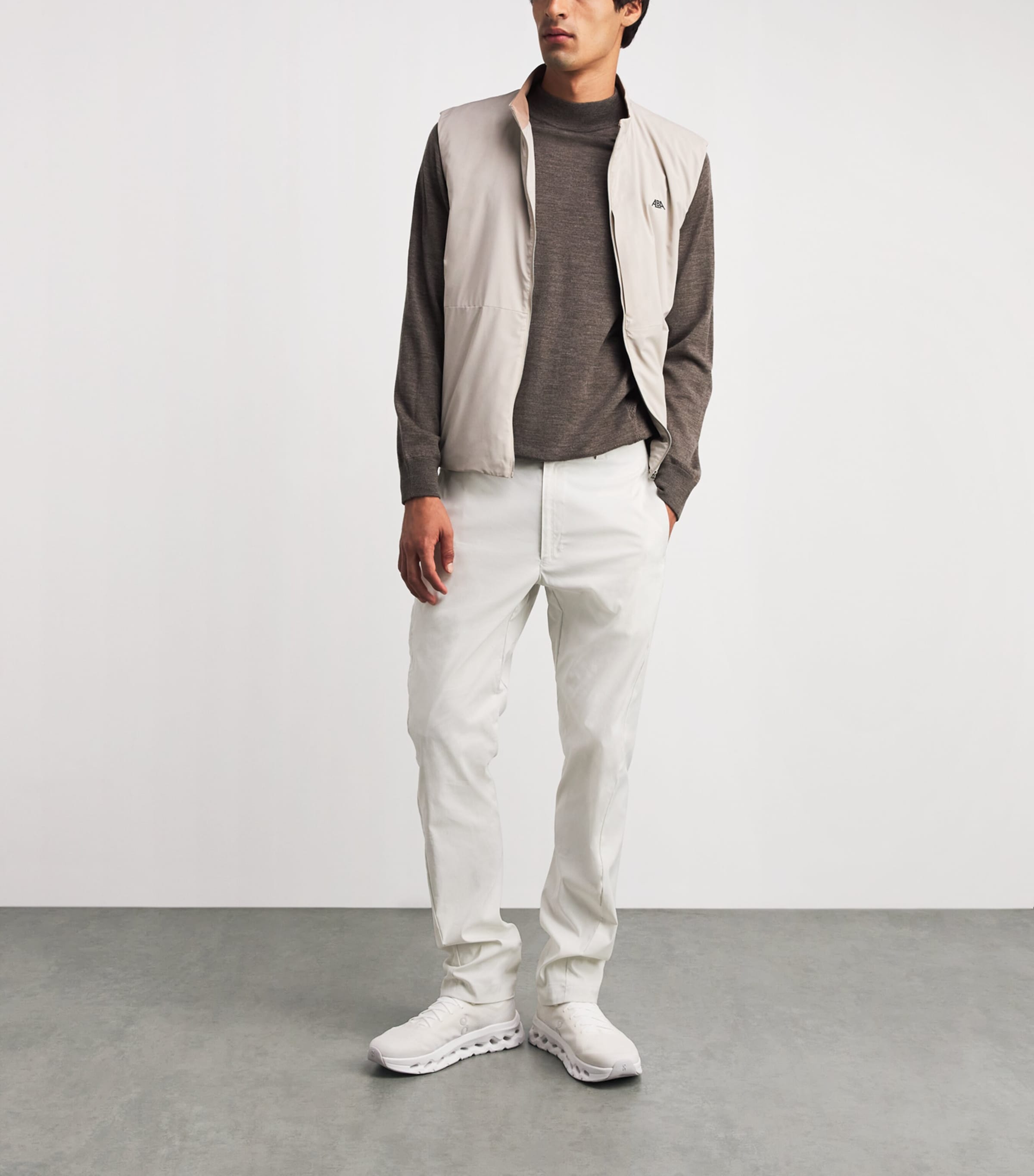 Alba Mens Cotton-Blend Techno Trousers Ivory Image 2
