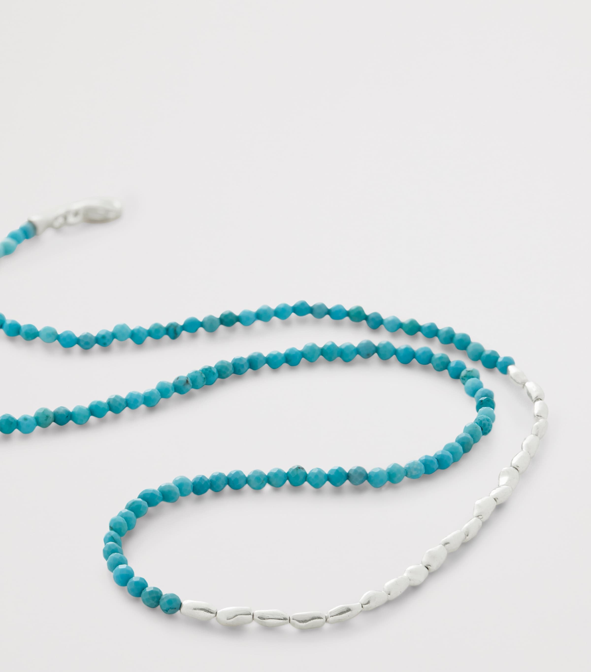 Sterling Silver and Turquoise Mini Nugget Gemstone Beaded Necklace STERLING SILVER Image 2