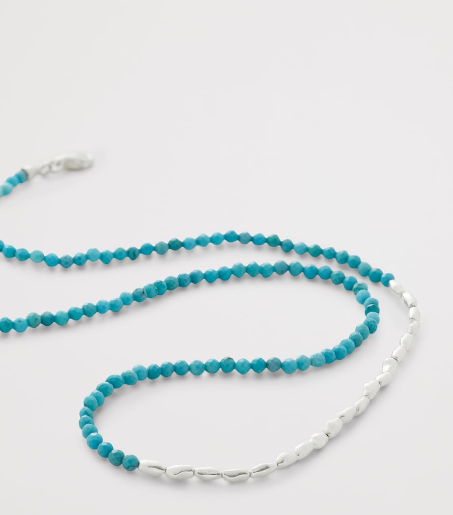 Sterling Silver and Turquoise Mini Nugget Gemstone Beaded Necklace STERLING SILVER Image 2
