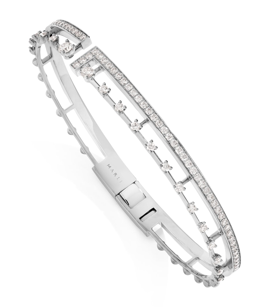 Large White Gold and Diamond Avenues Bangle WHITE GOLD Image 1
