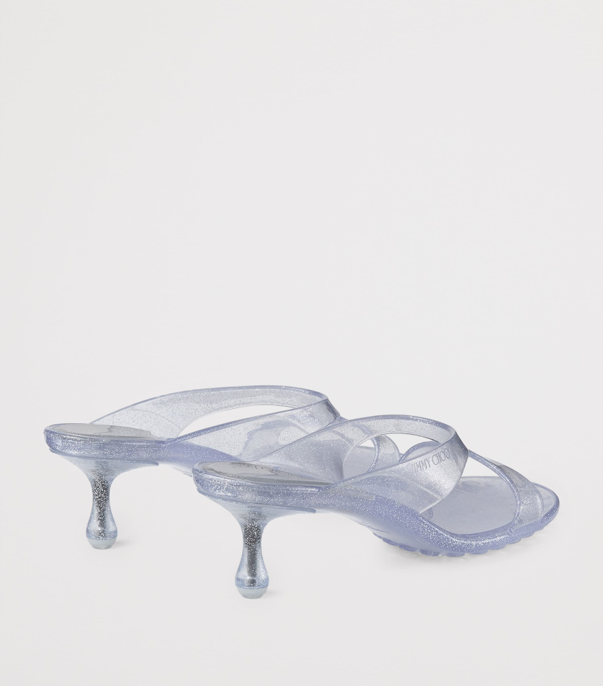 Jimmy Choo Jelly Drop 50 Glitter Heeled Mules Silver Image 3