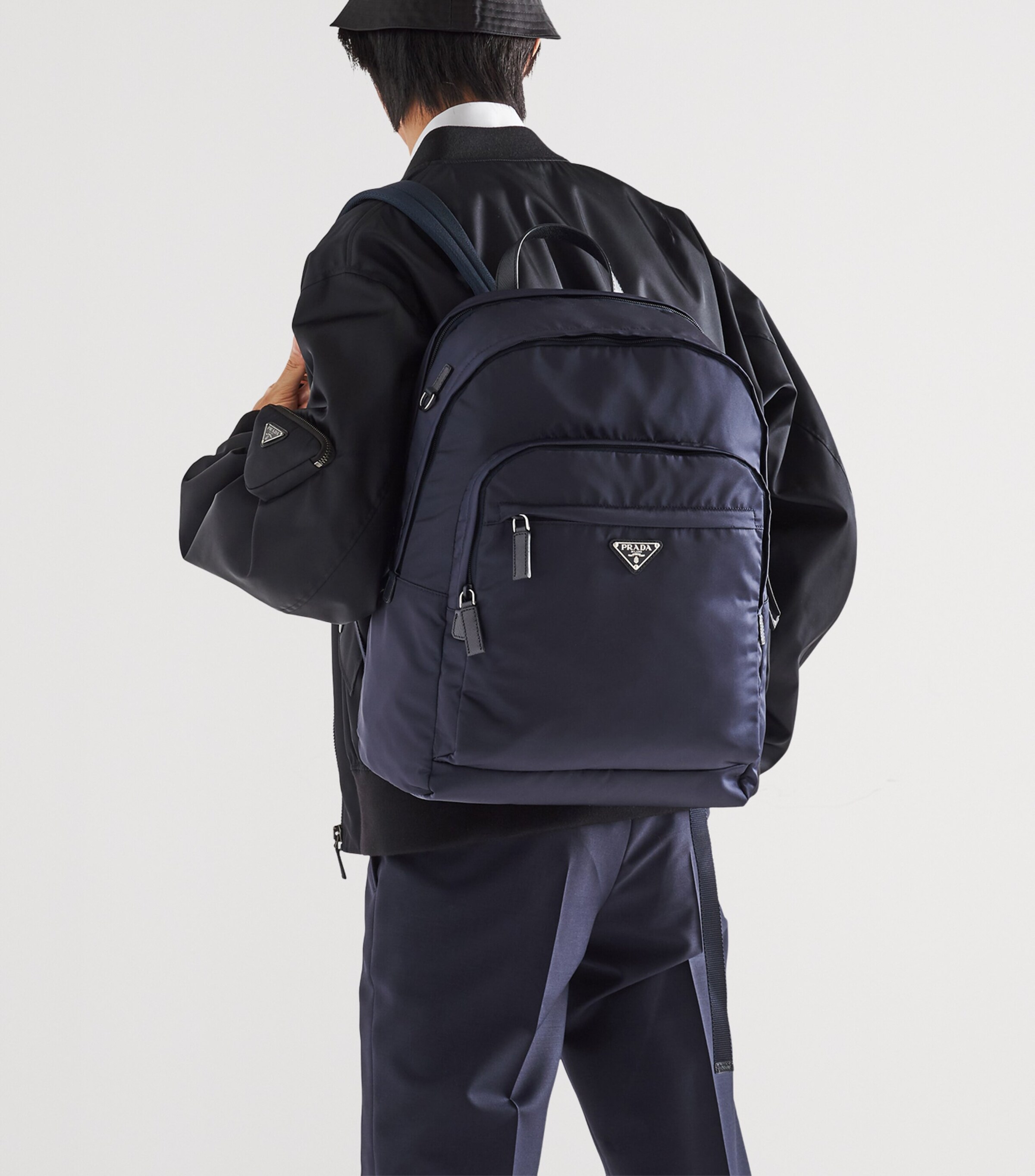 Re-Nylon and Saffiano Leather Backpack F0008 Image 8