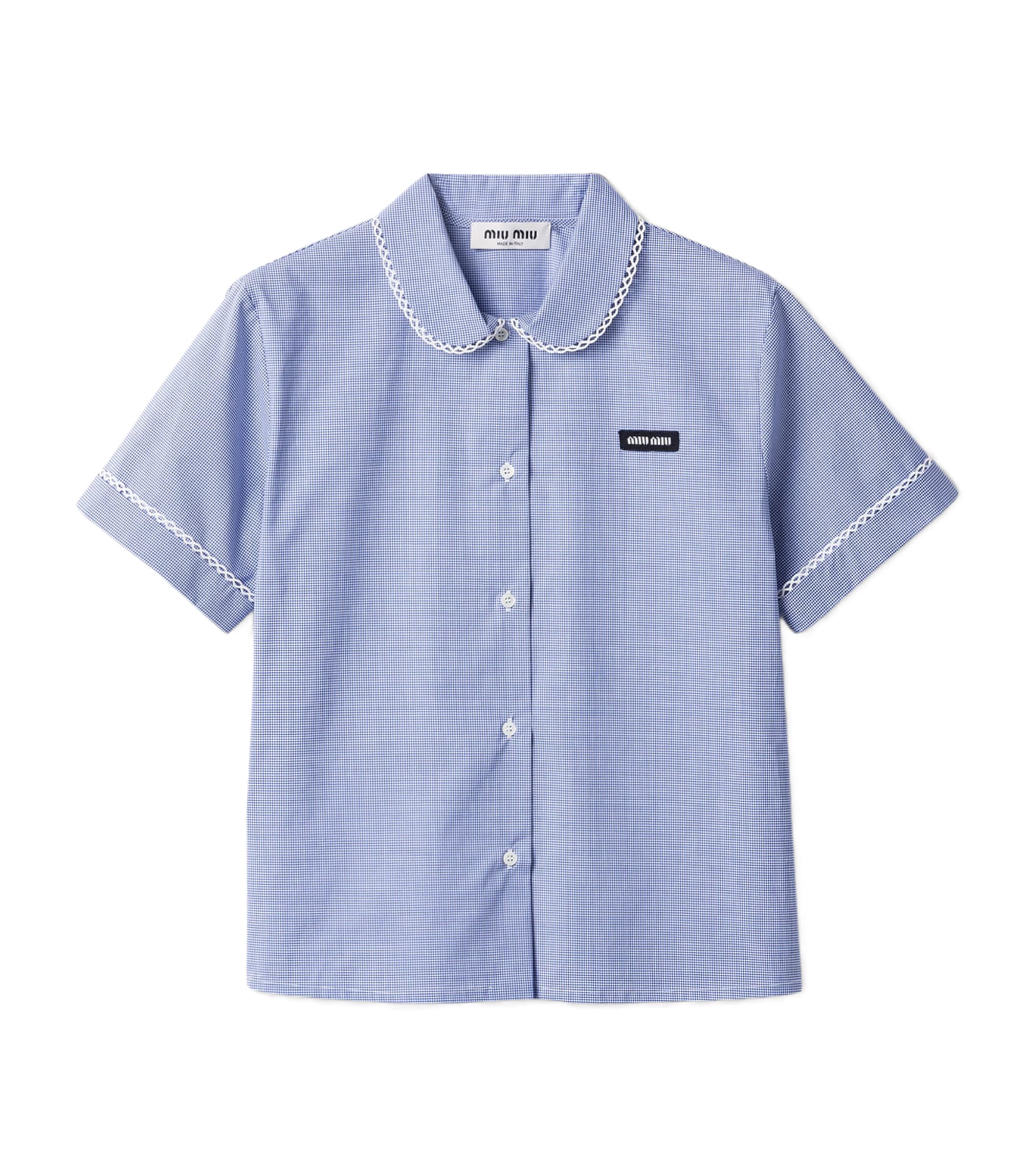 Miu Miu Womens Cotton Gingham Shirt White Image 1