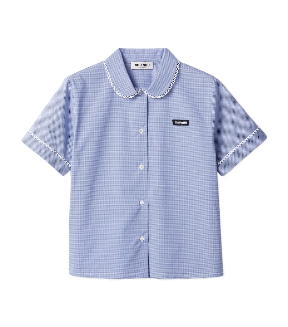 Miu Miu Womens Cotton Gingham Shirt White Image 1