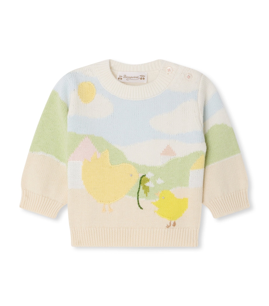 Cotton-Blend Chick Sweater (6-18 Months) JAUNE Image 1