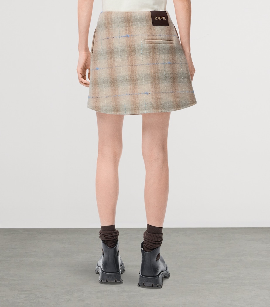 Wool-Blend Check Mini Skirt BEIGE Image 4