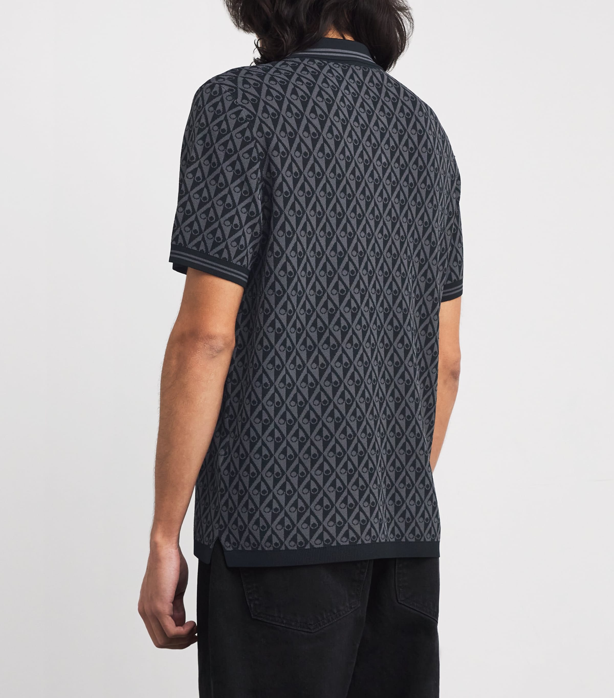 Cotton Monogram Polo Shirt 1918 BLACK/CEMT MONO Image 4