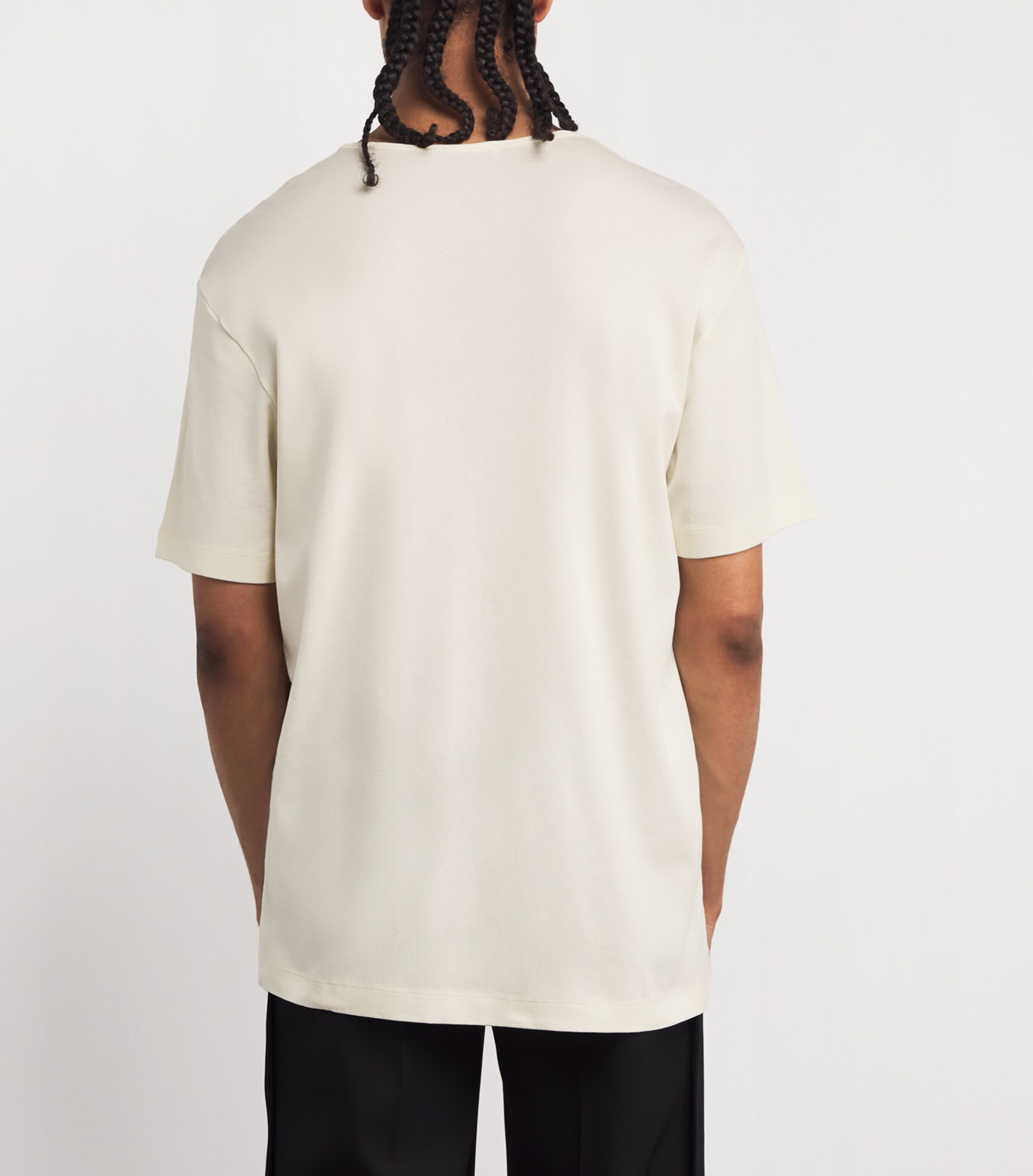 Lemaire Mens Cotton Ribbed T-Shirt Light Cream Image 4