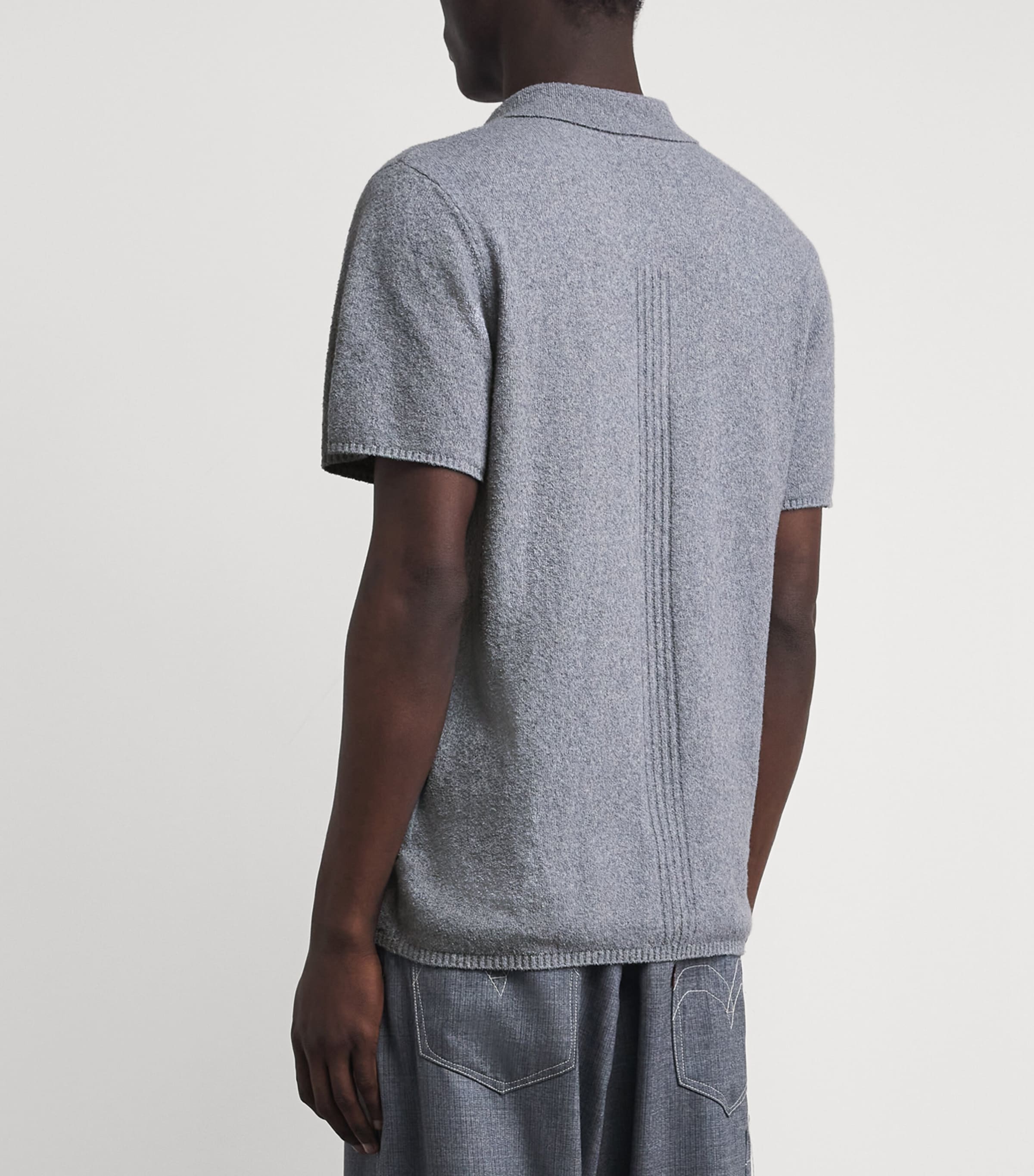 Won Hundred Mens Knitted Jonas Polo Shirt Bluish Grey Image 5