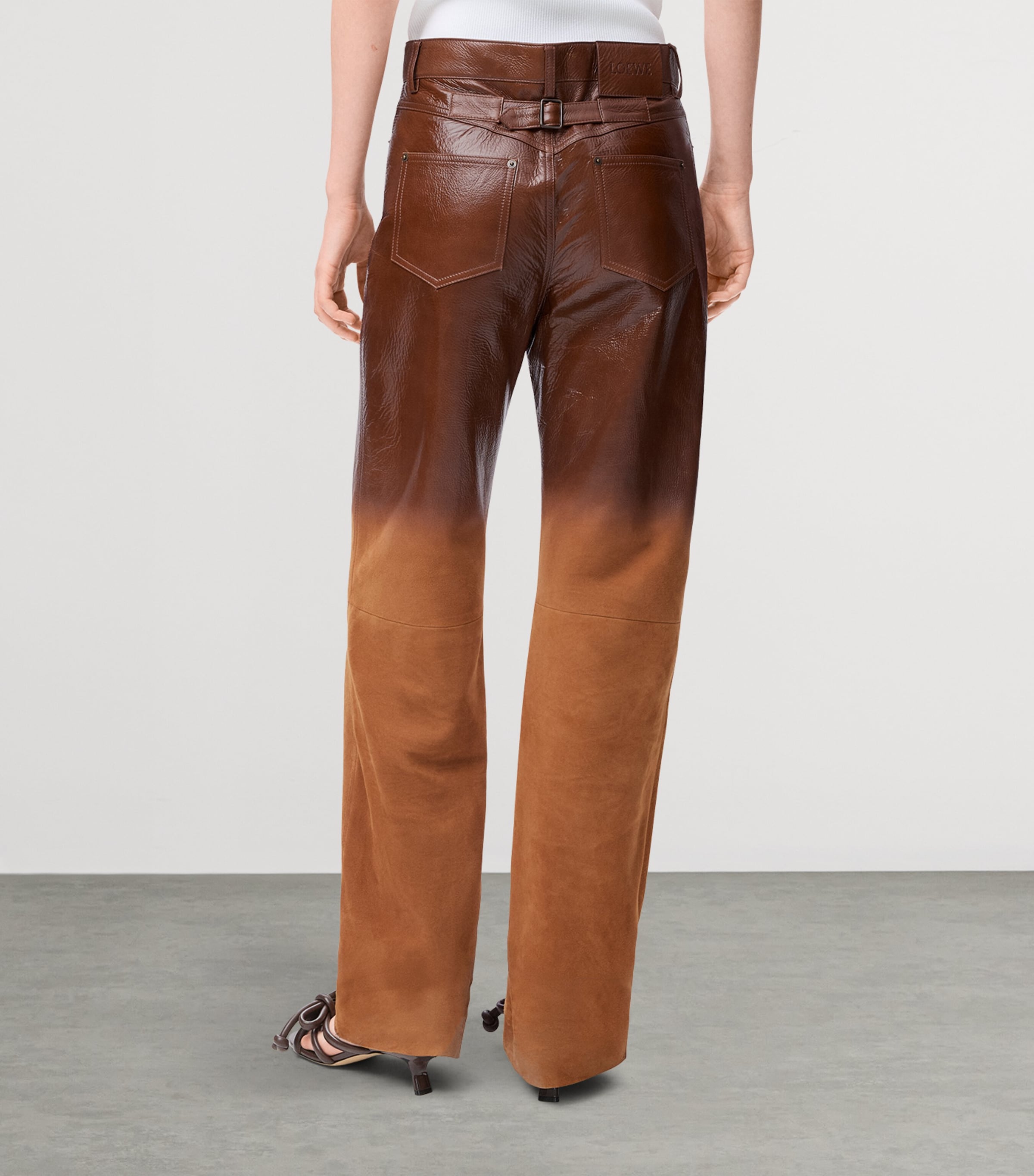 Lambskin-Suede Straight Trousers TOFFEE Image 4