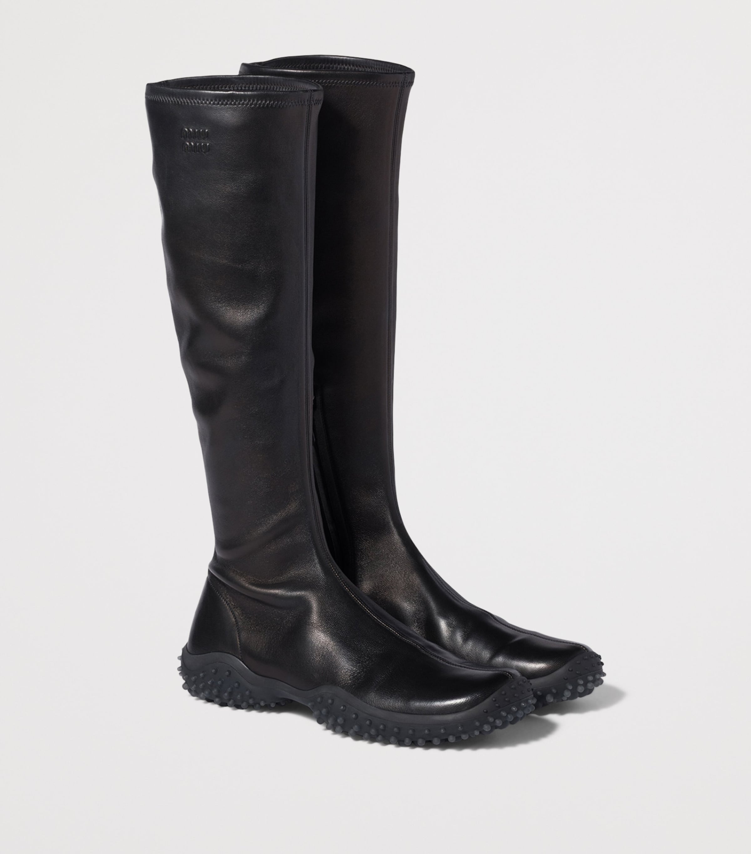 Miu Miu Stretch Nappa Leather Knee-High Boots Black Image 3
