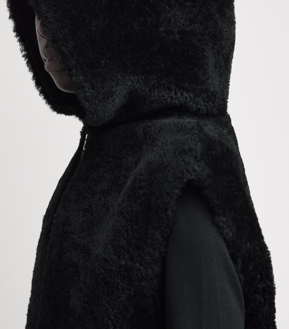 Shearling Hooded Gilet 001-BLACK Image 7