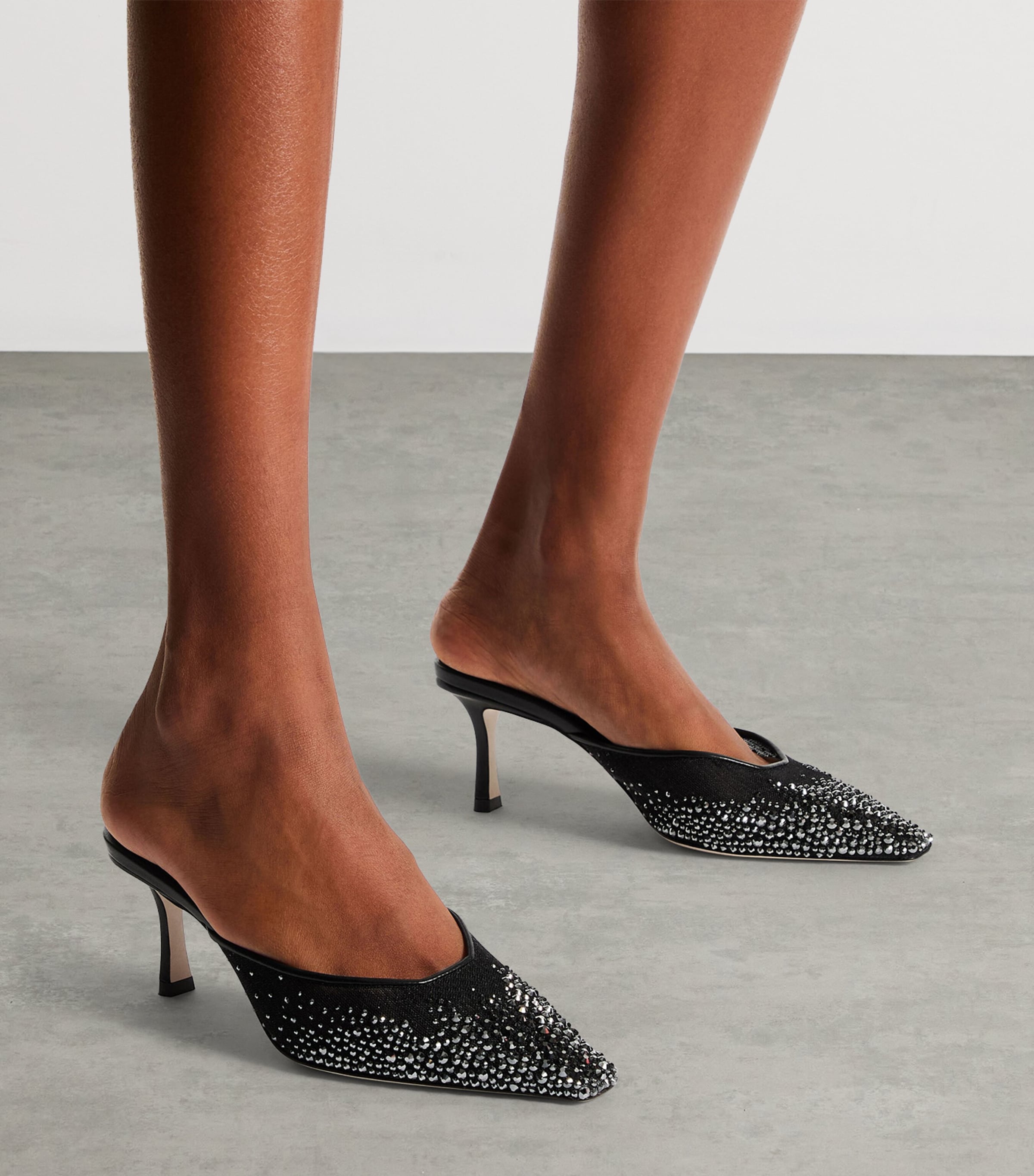 Jimmy Choo Vivi 65 Mesh Embellished Mules Black/smoke Image 2
