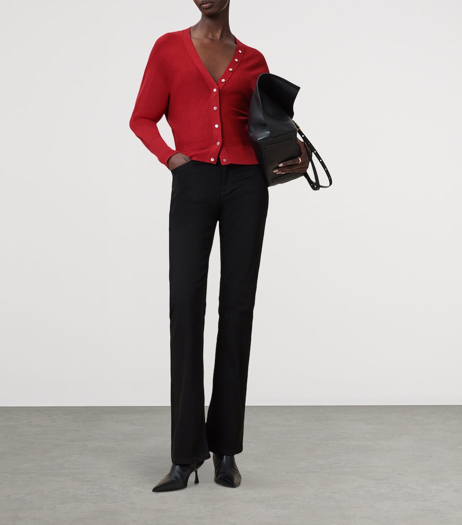 Wool Honor V-Neck Cardigan CRIMSON RED Image 2