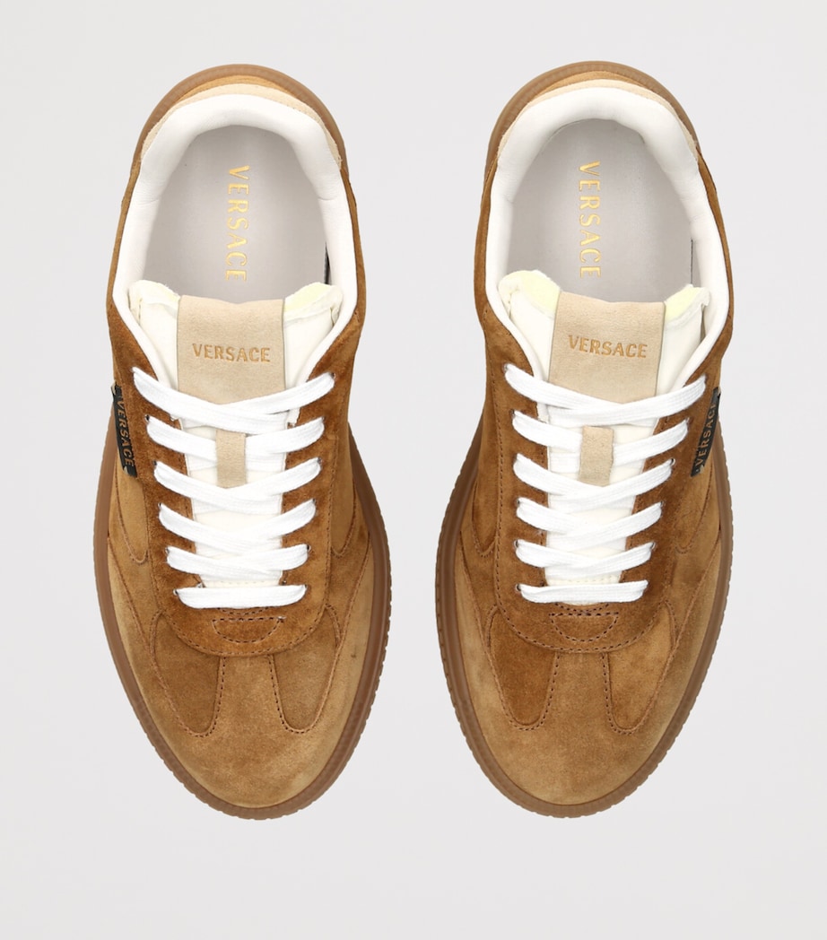 Versace Suede Low-Top Sneakers Tan Image 4
