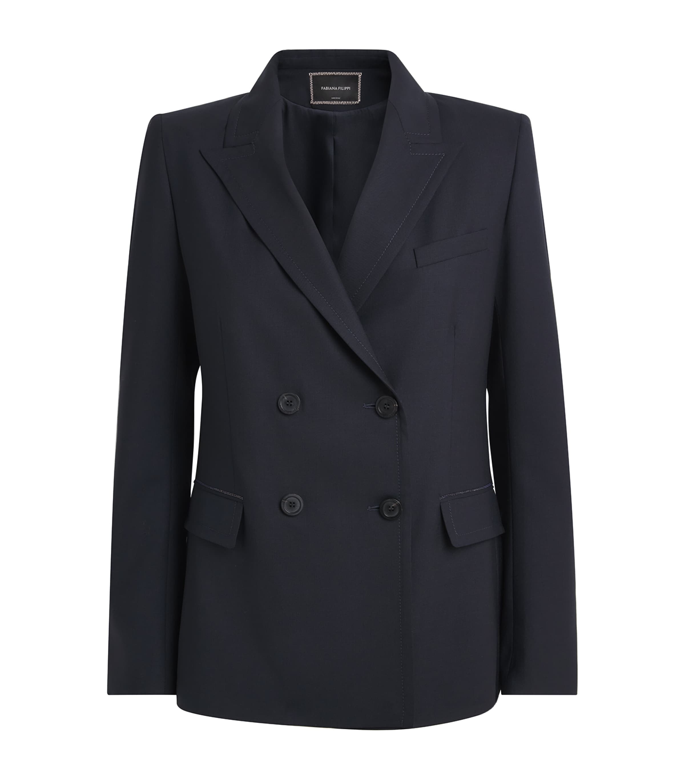 Fabiana Filippi Womens Wool-Blend Double-Breasted Blazer Blu Notte Image 1