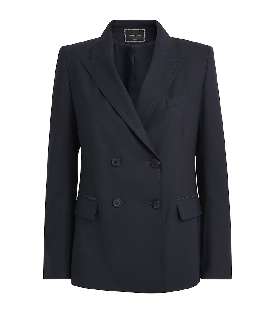 Fabiana Filippi Womens Wool-Blend Double-Breasted Blazer Blu Notte Image 1
