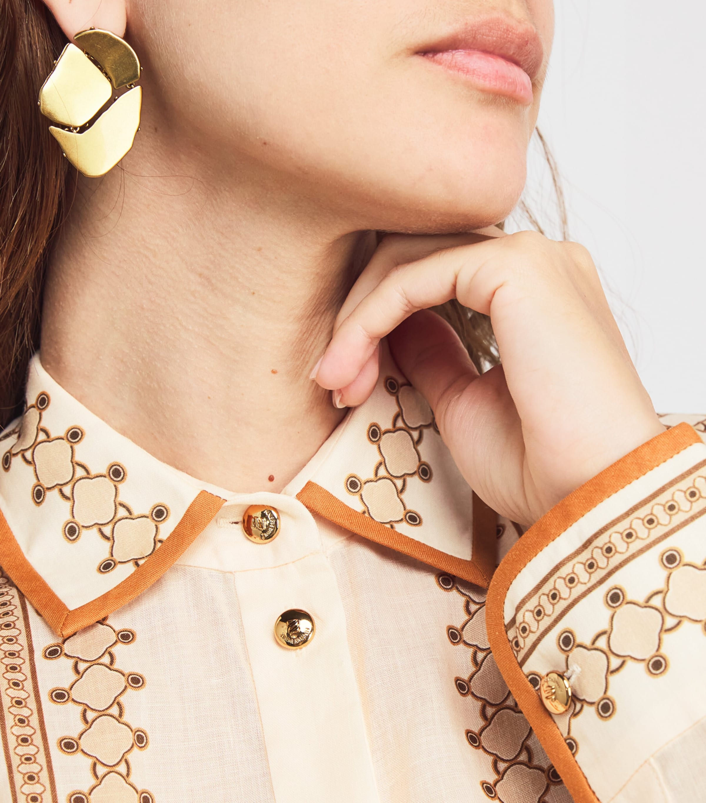 Ramie Printed Shirt CGPT/CREAM GEO PRINT Image 6