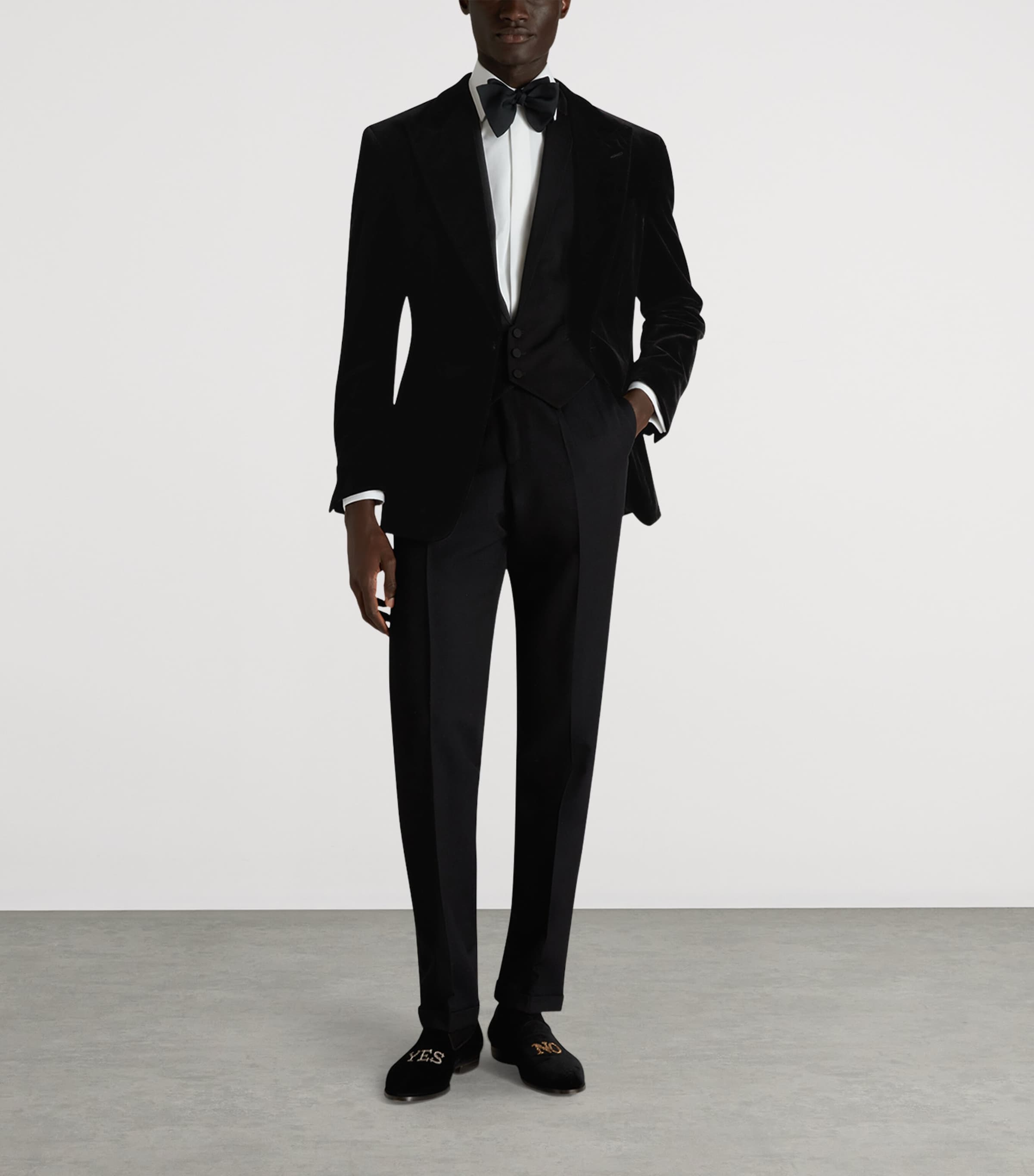 Supima Cotton Velvet Evening Suit Jacket 001BLACK Image 2