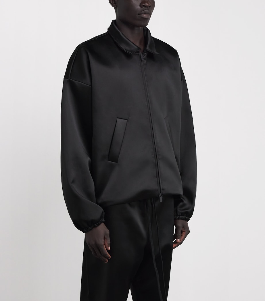 Bonded Satin Bomber Jacket JET BLACK Image 3