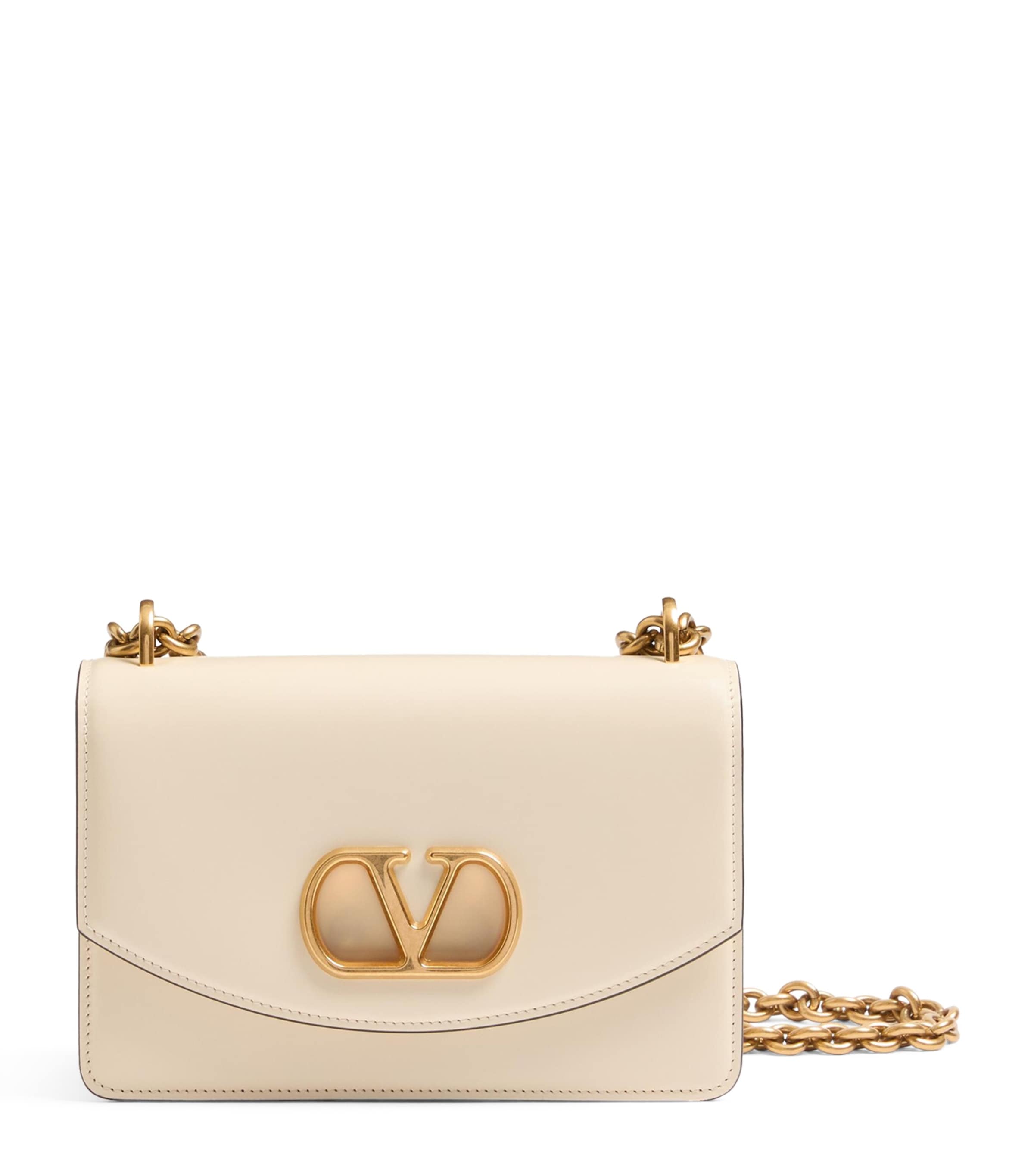 Valentino Garavani Garavani Vain Small Shoulder Bag In Shiny Calfskin Woman Ivory Uni In Ivory