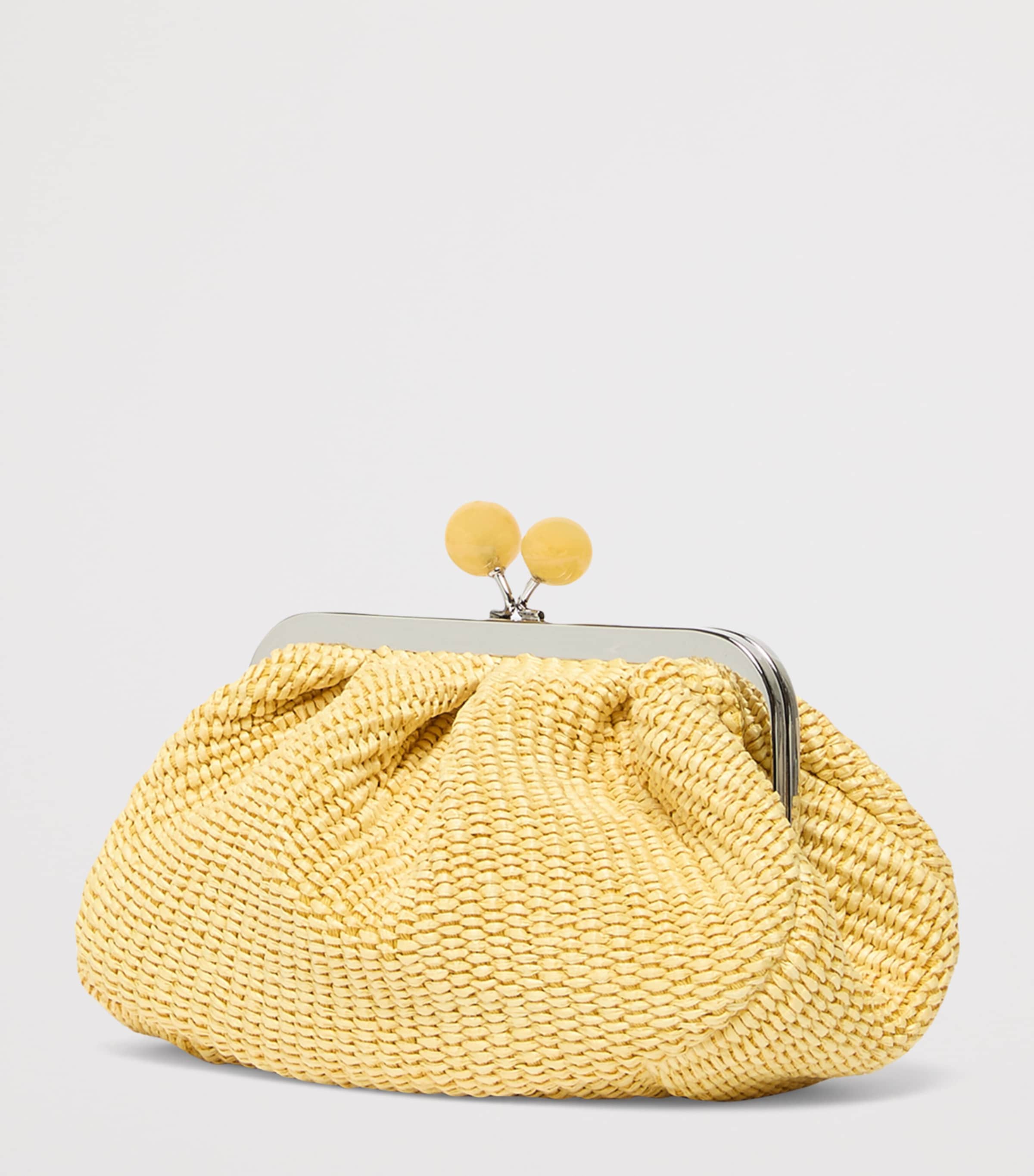 Weekend Max Mara Small Woven Pasticcino Clutch Bag Yellow Image 3