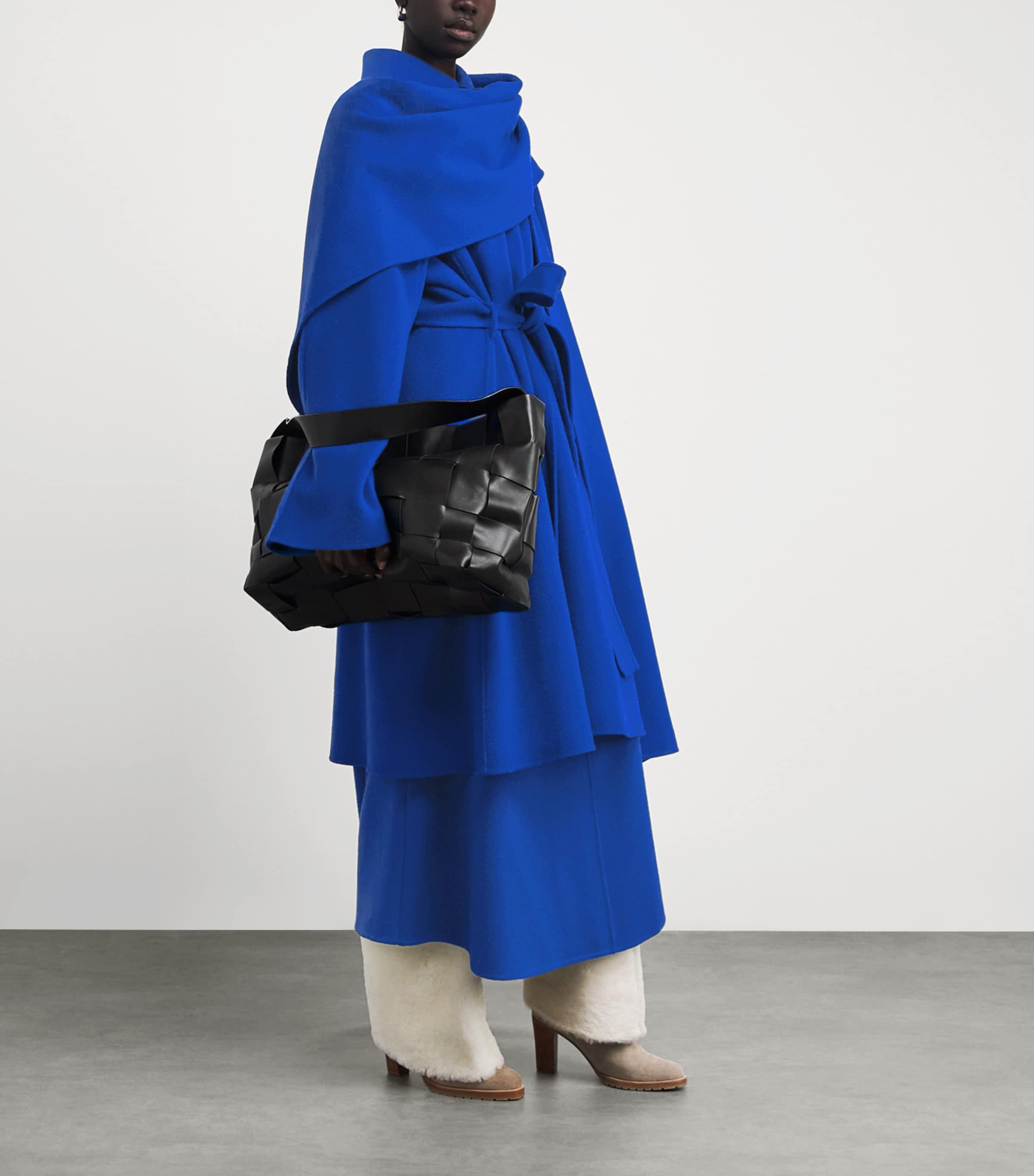Wool-Cashmere Detachable Cape Coat GALAXY BLUE Image 2
