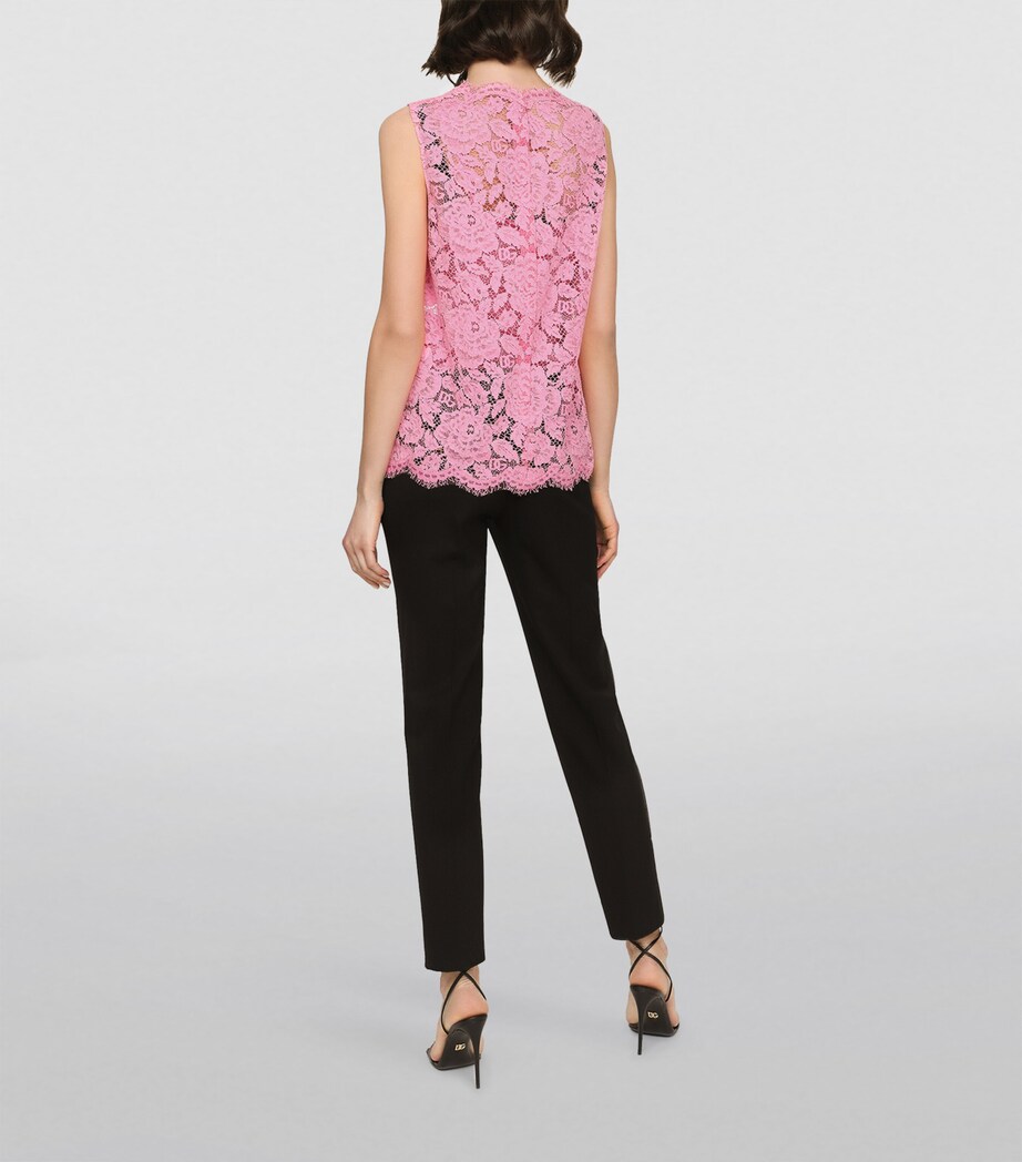 Dolce&Gabbana Womens Lace Floral Sleeveless Top Pink Image 4