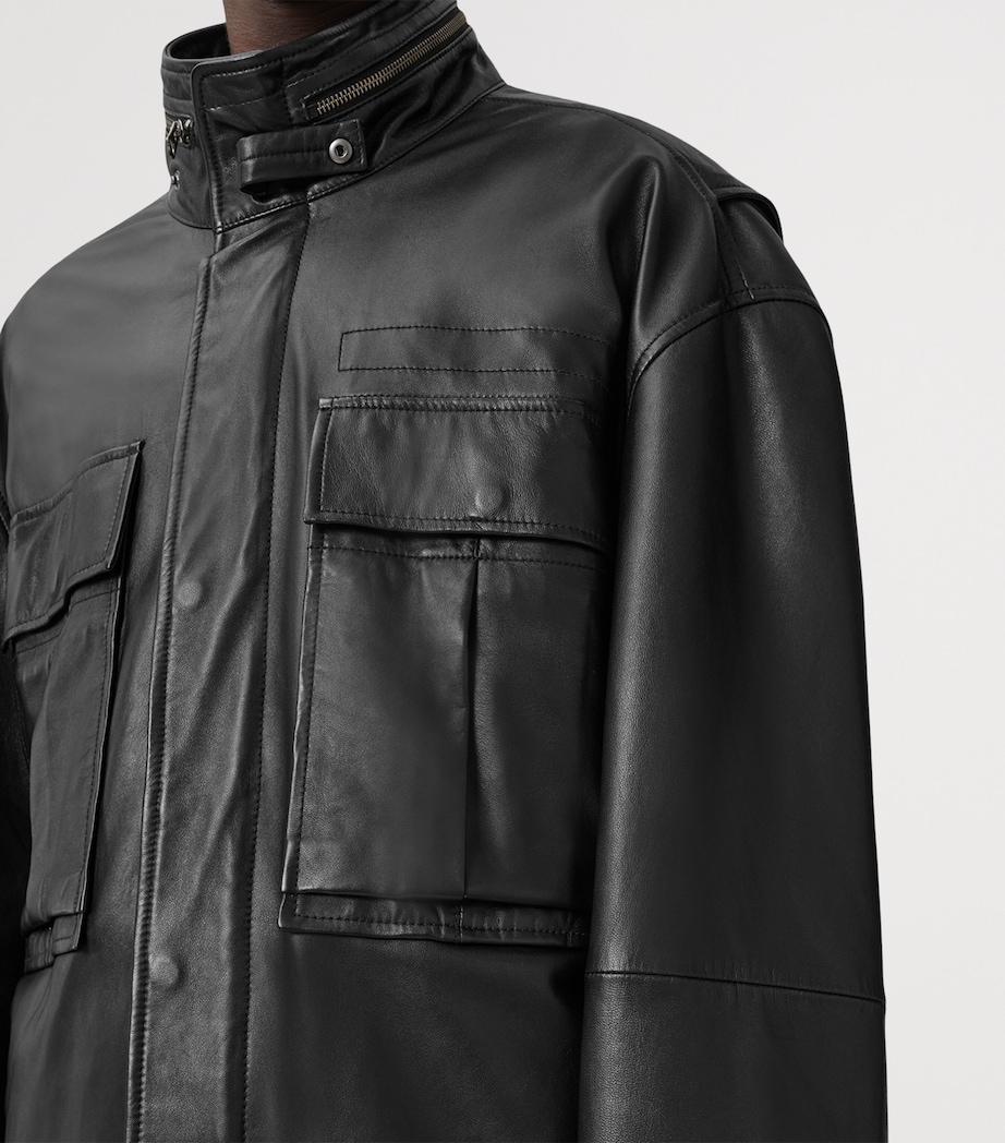 Halton Leather Jacket BLACK Image 6