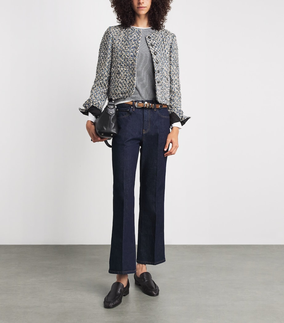 ME+EM Womens Tweed Cropped Jacket Blue Multi Image 2
