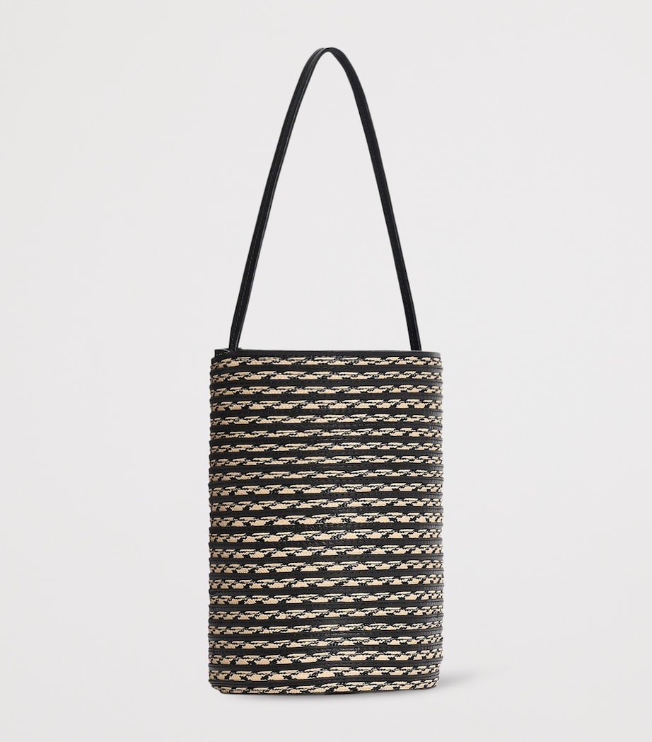 The Row Womens Small N/S Beau Raffia Tote Bag Black/natural Image 2