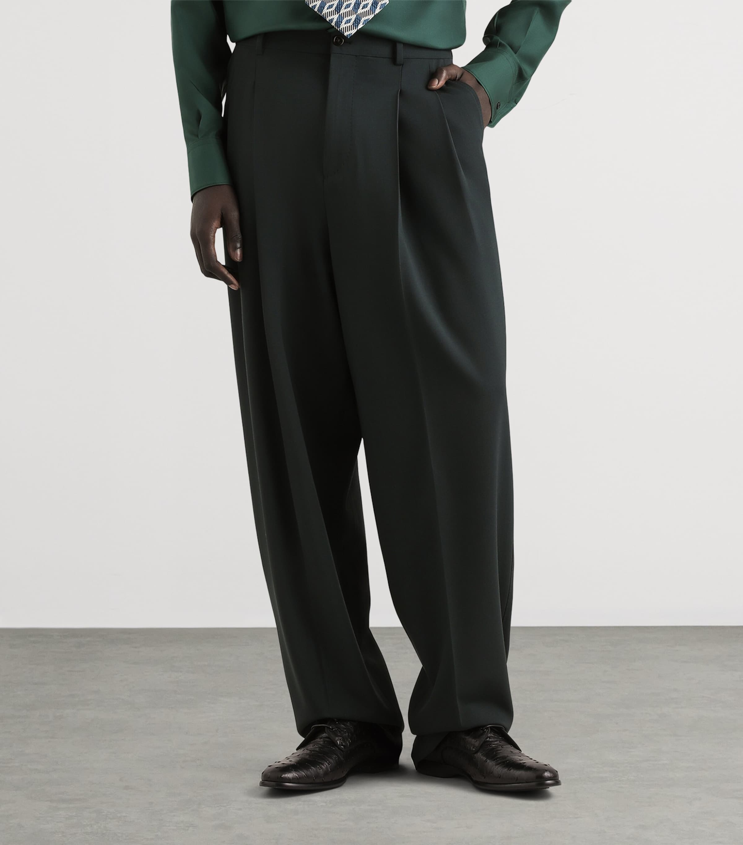 Dolce&Gabbana Mens Virgin Wool Straight Trousers Dark Green G Image 4