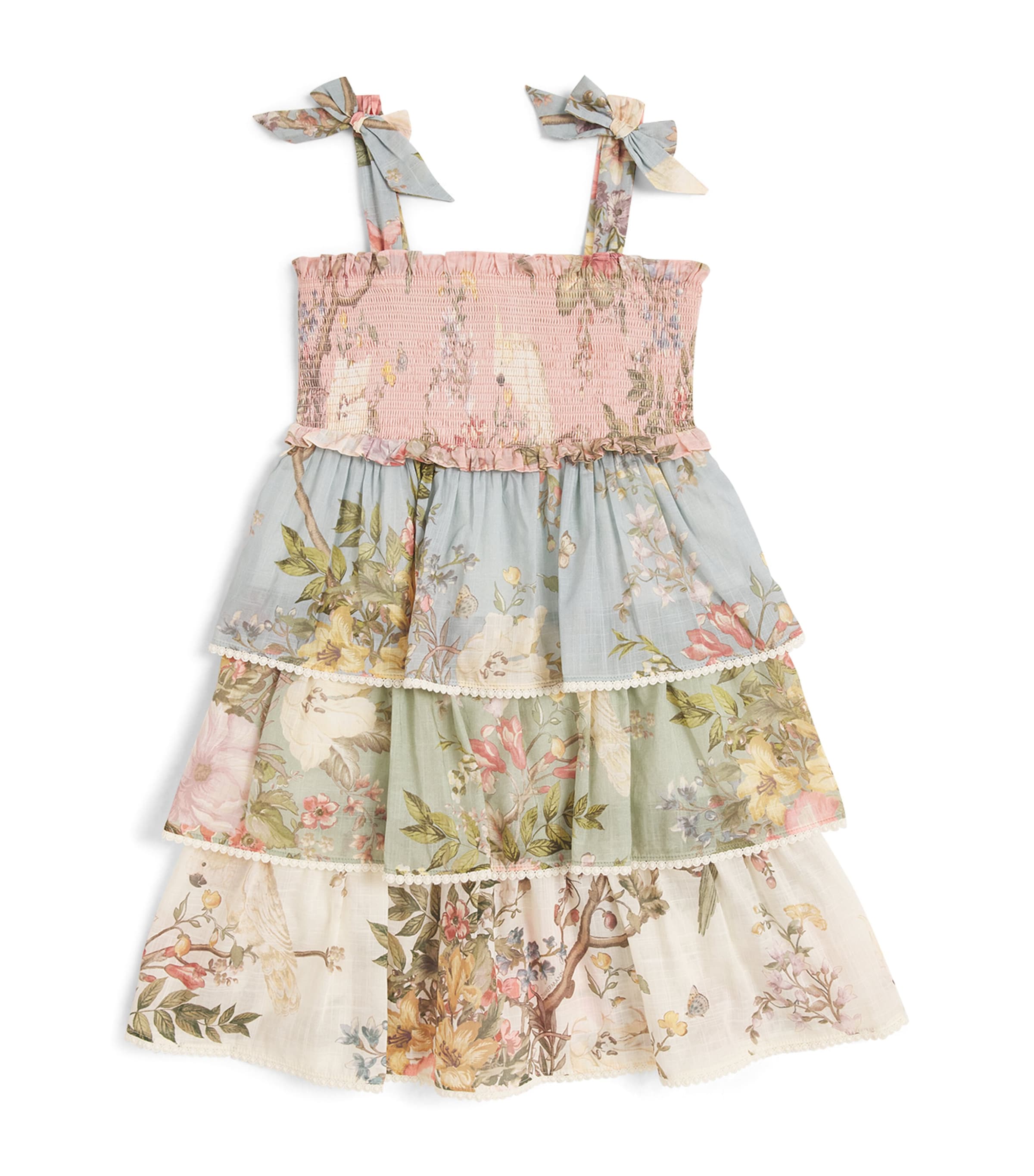 Zimmermann Kids' Tiered Floral Waverley Dress In Multi