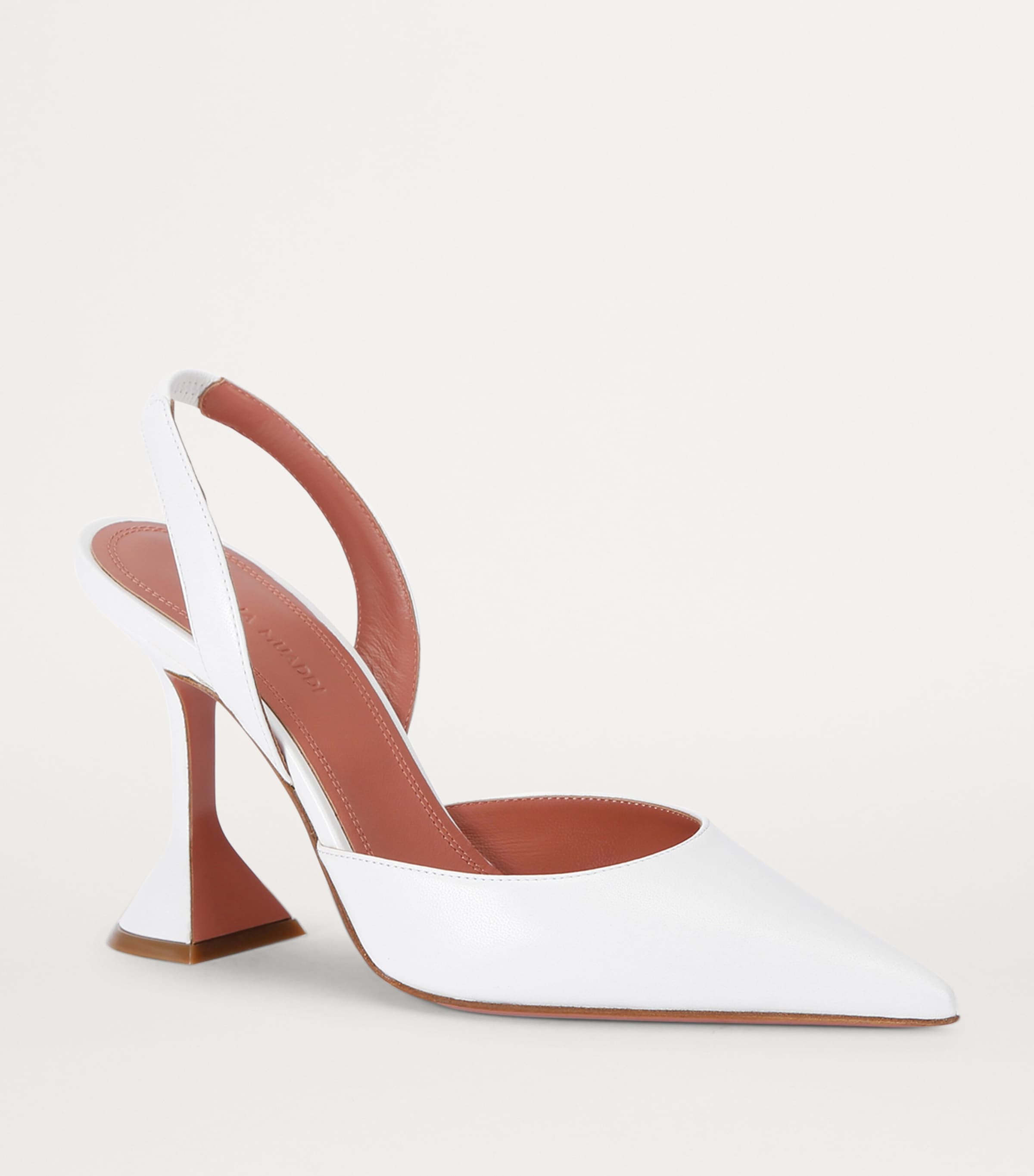 Leather Holli Slingback Pumps 95 WHITE Image 3