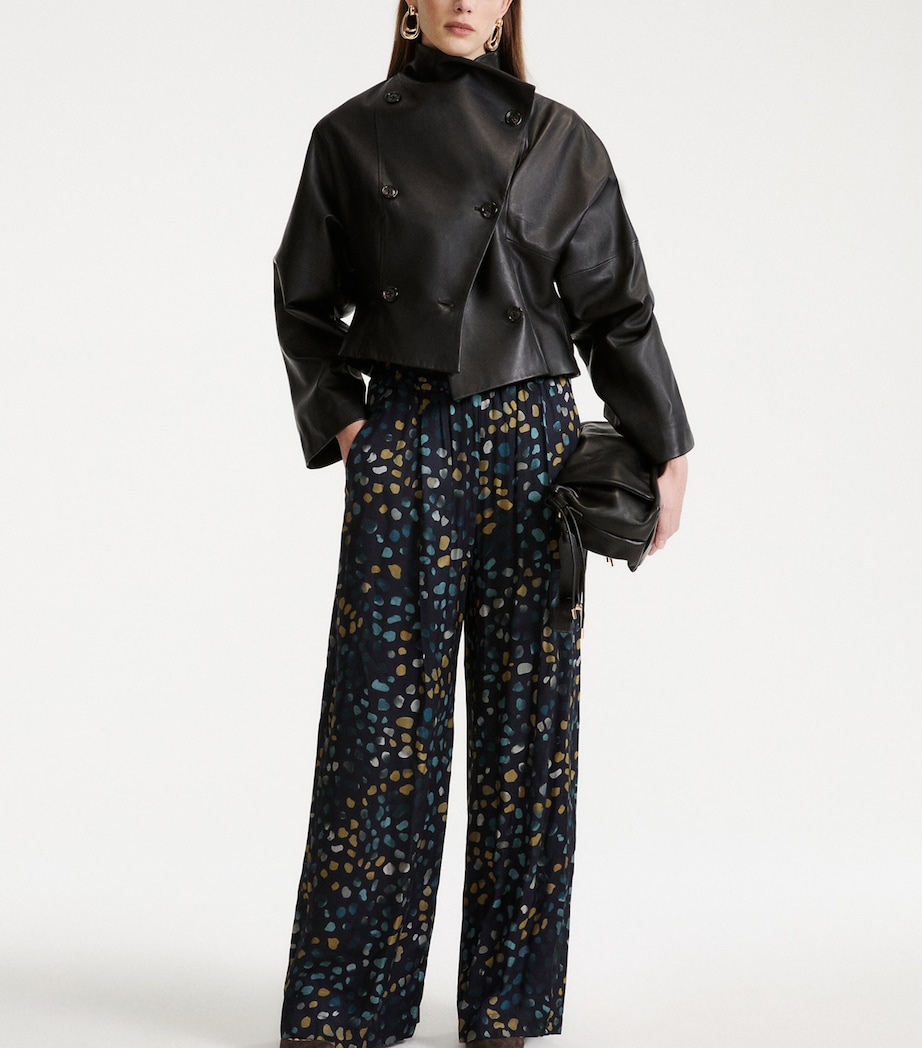 Marella Womens Twill Printed Trousers Navy Image 2