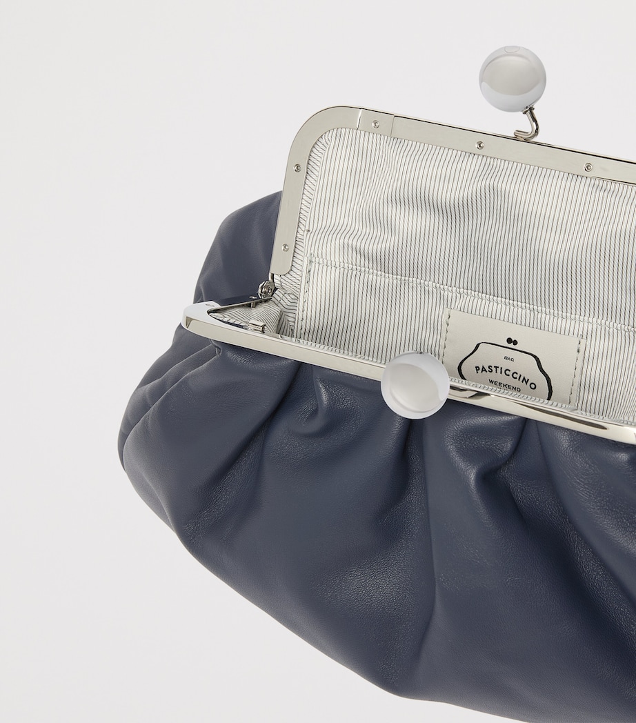 Weekend Max Mara Medium Leather Pasticcino Clutch Bag Ultramarine Image 5