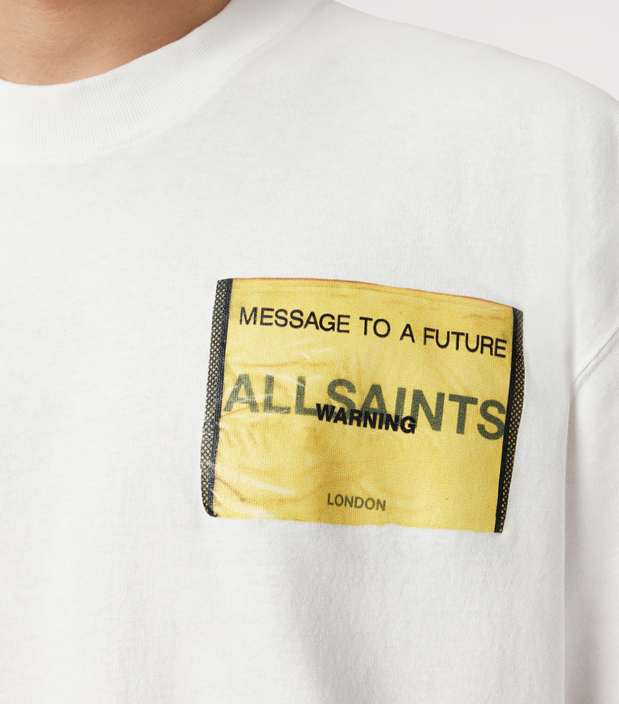 AllSaints Mens Organic Cotton Violation T-Shirt Chalk White Image 6