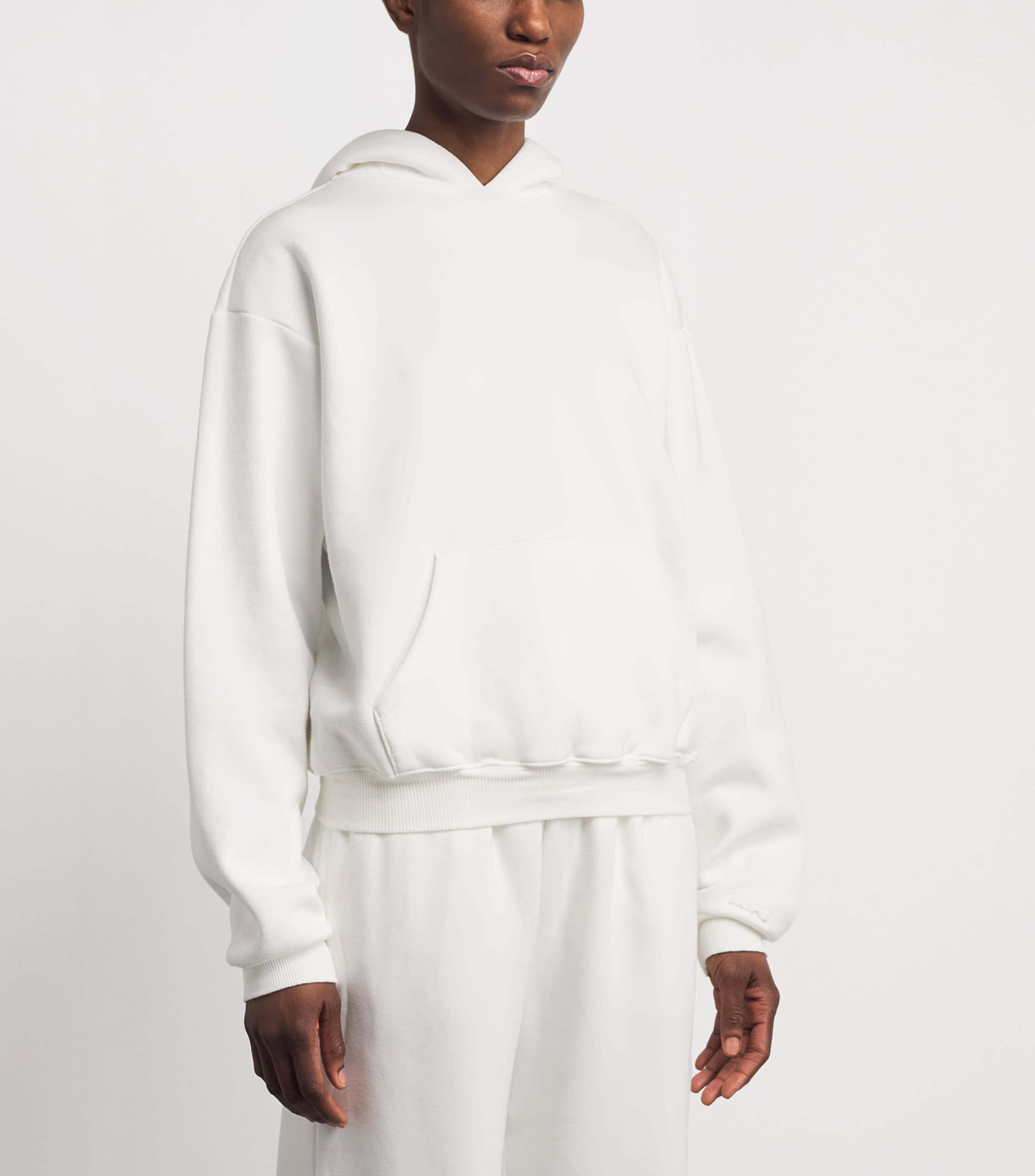 Skims Womens Cotton-Blend Fleece Classic Hoodie Marble Image 4
