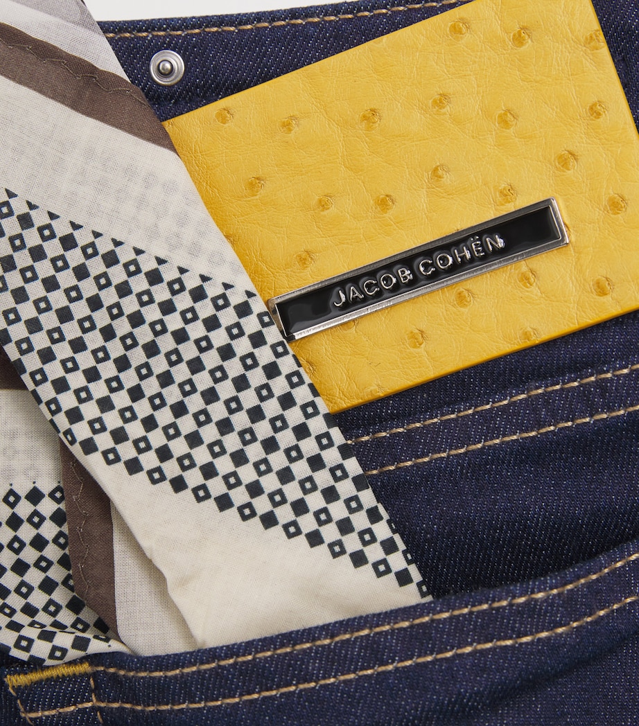 Ostrich Leather-Patch Slim Bard Jeans 100D Image 5