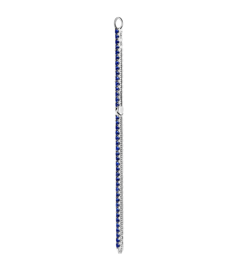 Diamond and Sapphire Eternity Bar Earring Charm (50mm) WHITE GOLD Image 1