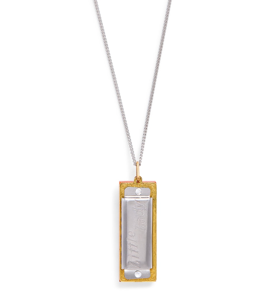 Rhodium-Plated Silver Harmonica Necklace MU150 MULTICOLOR Image 1