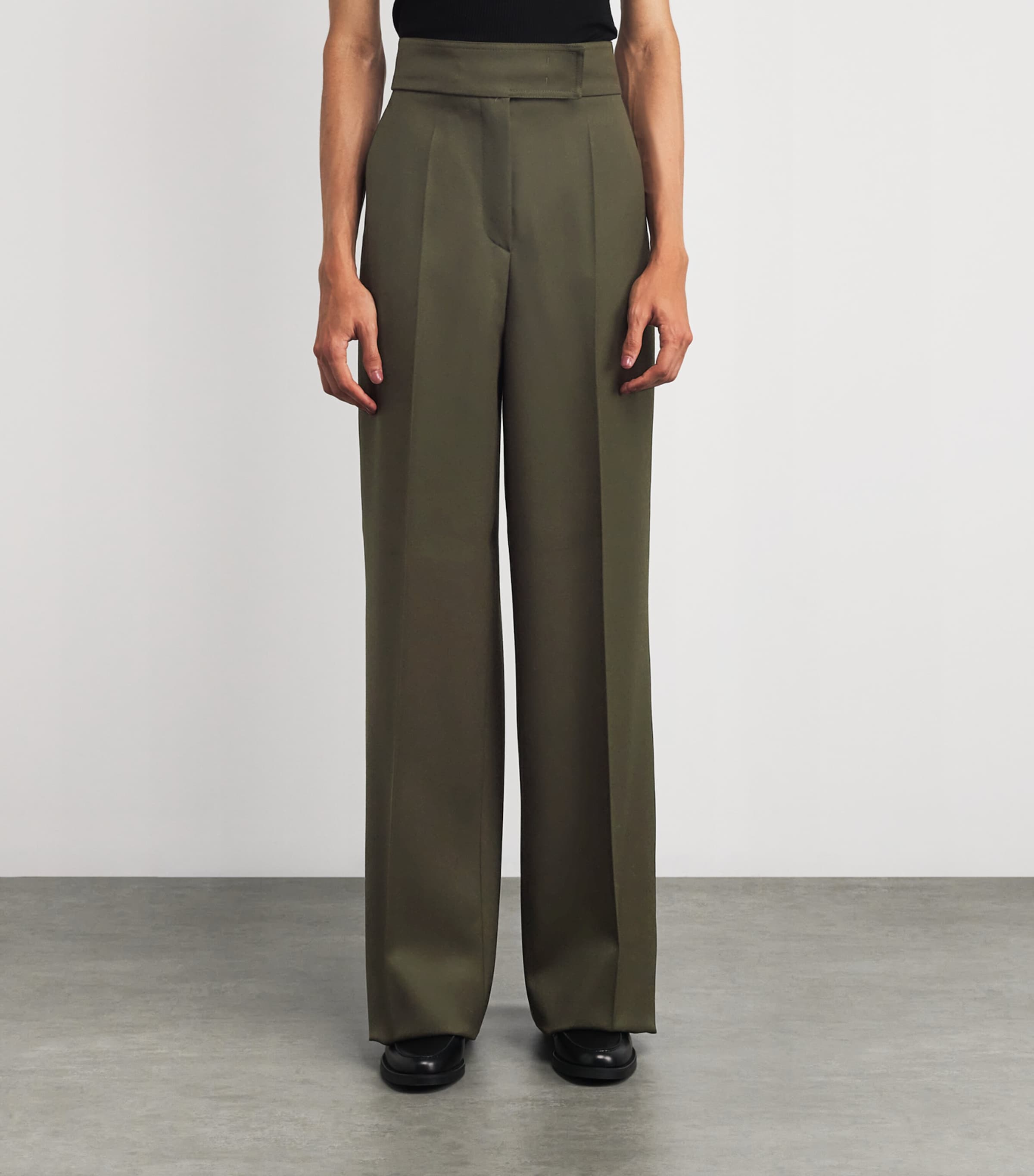 Cotton Wide-Leg Trousers MOSS GREEN Image 3