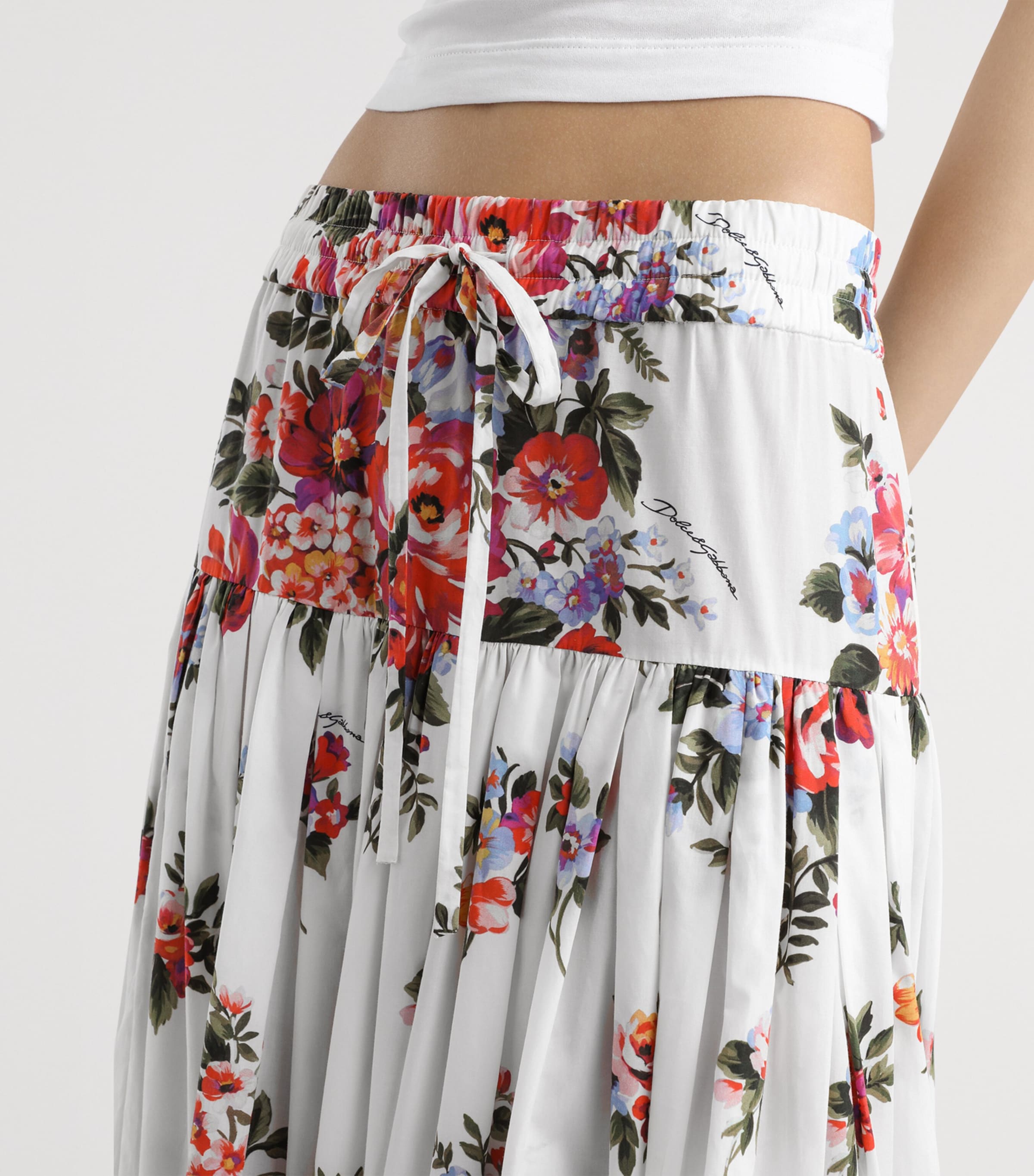 Dolce&Gabbana Womens Cotton Floral Print Maxi Skirt Mazz Image 3